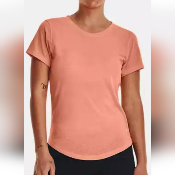 Under Armour UA Streaker Running Activewear Tshirt with Mesh Bubble Peach XS - Picture 2 of 7